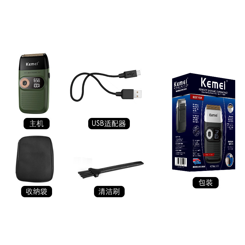 Kemei KM-2026 batería de litio pantalla LCD dos en uno cortador de acero inoxidable cabeza de corte de pelo de afeitar blanqueamiento empujador