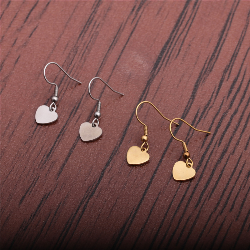 Titanium Steel Heart Earrings display picture 1