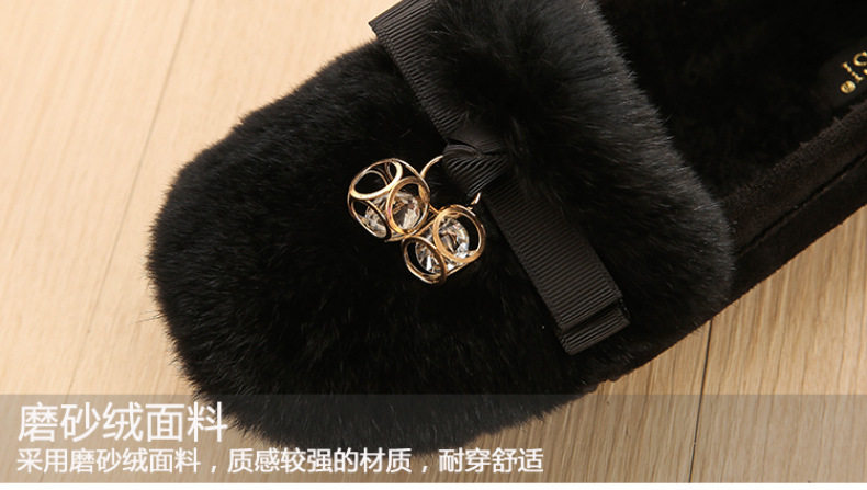 Giày lười nữ lót lông giữ ấm đế bệt mũi tròn — Màu xám, Màu đen chi tiết 7