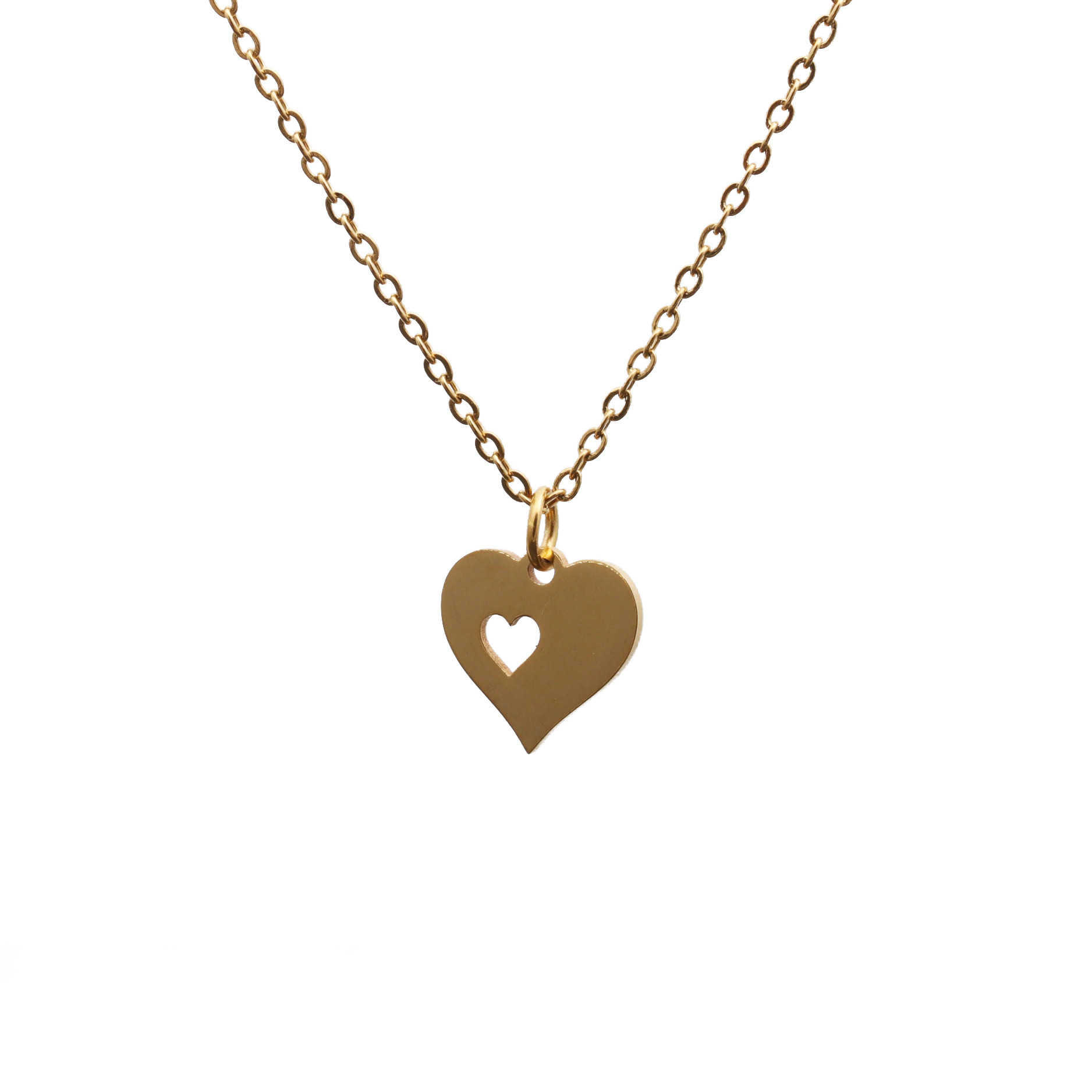 Stainless Steel Fully Polished Heart Pendant Necklace display picture 2