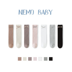 20 New Styles of Kids' Socks: Spring and Autumn Bow-Knot Girls' Long Stockings, Boneless Double-Needle Combed Cotton Baby Socks—Seamless Design