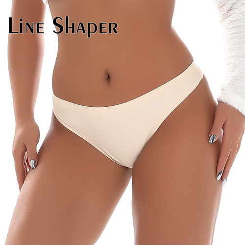 Comfortable, breathable and sexy women's thong seamless solid color high elastic thin cotton low waist t-panties