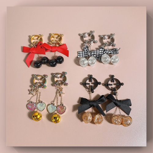 Breast clip, G-spot bell, breast bow, breast clip with playful bell, maid-style cuteness, fairy-like charm