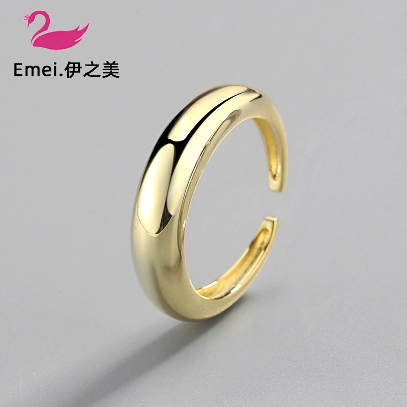 Silver brand minimalistic wavy one size ring, accessory, Korean style
