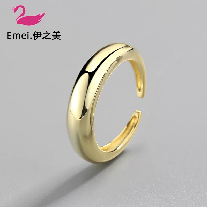 Silver brand minimalistic wavy one size ring, accessory, Korean style