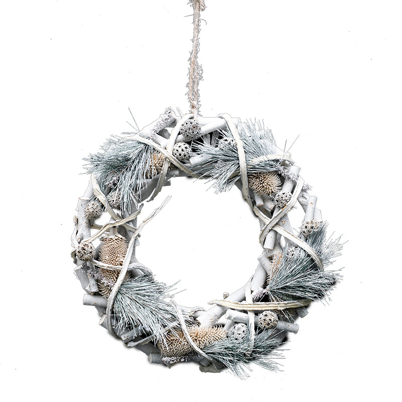 Navidad de madera guirnaldas de vinas anillo de decoración de Navidad colgante de vinas blancas colgantes de puertas colgantes de pared de cafetería del centro comercial