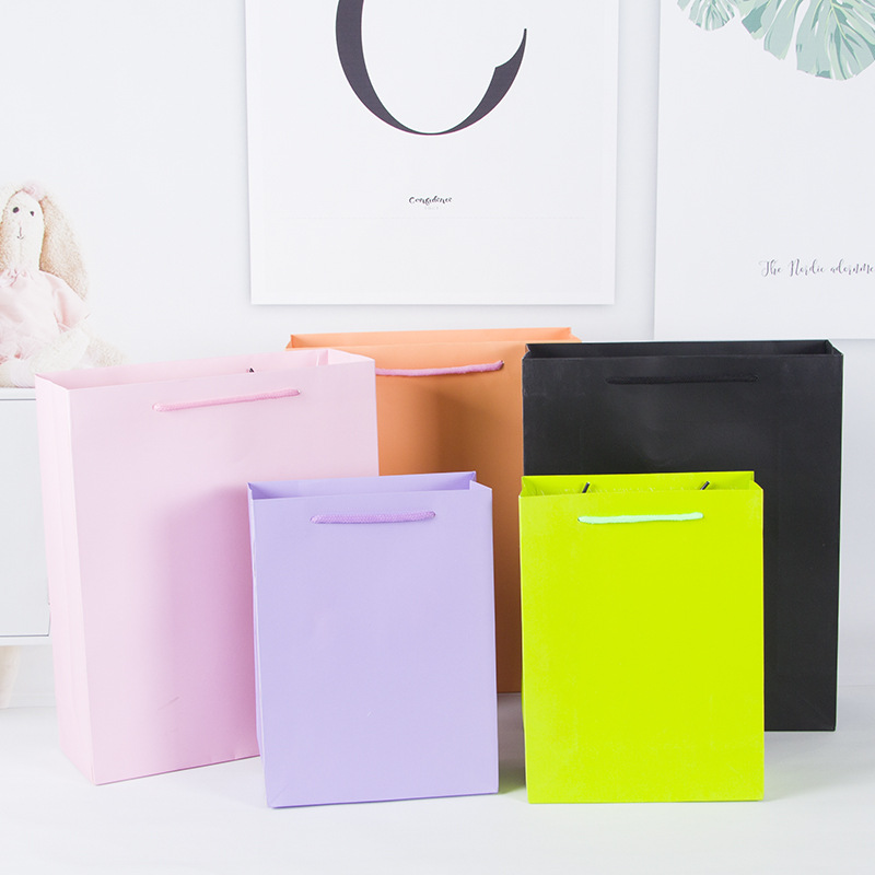 White paper gift bag for bubble tea shop, pure white logo printed paper handbag for cross-border clothing shopping