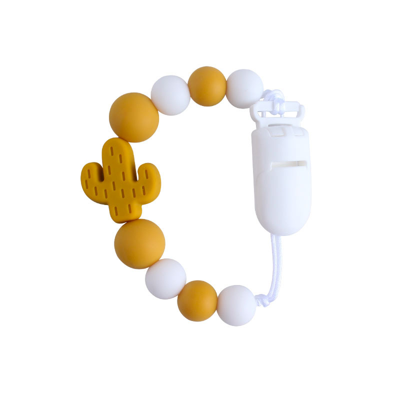 Bebé plástico chupete clip bebé calmante silicona cactus chupete cadena anti-gota cadena Amazon nuevo caliente