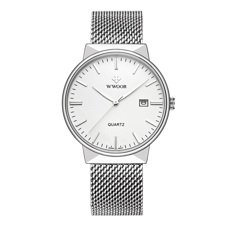 WWOOR Holding Love nuevo reloj de cuarzo de malla de negocios para hombres calendario impermeable reloj redondo cabeza casual Bowl Watch 8826W