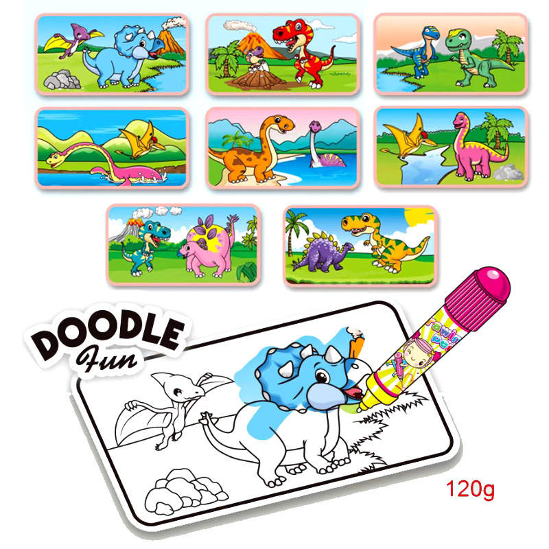 Tarjeta de pintura de agua mágica para colorear de agua para niños Tarjeta Doodle inteligencia ciencia y educación juguete dinosaurio mundo graffiti tarjeta