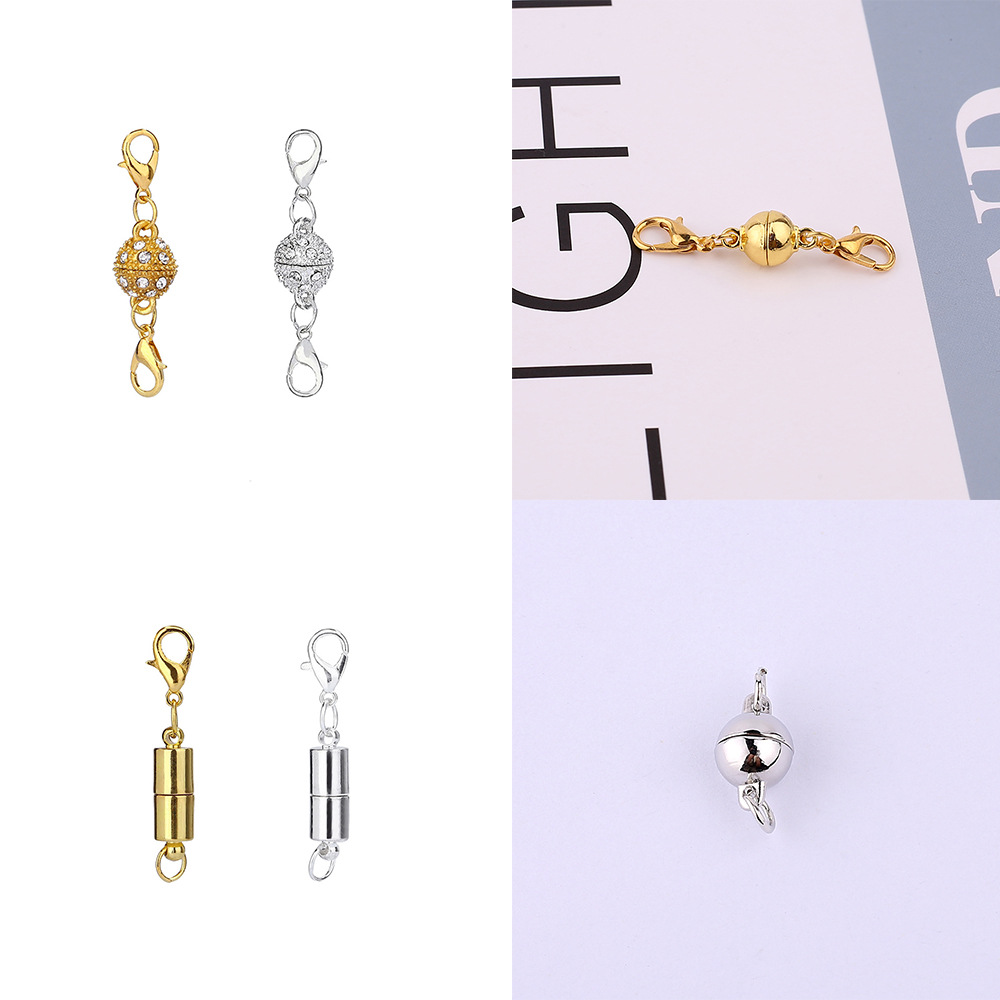 Golden Cylindrical Magnet Buckle Spherical Magnetic Buckle Bracelet Head Lobster Clasp DIY Jewelry Magnetic Buckle Ear Jewelry