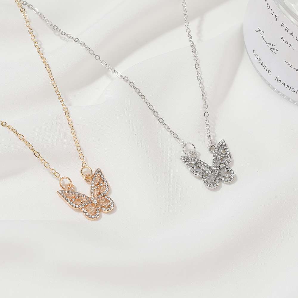 New Fashion Micro-inlaid Zircon Hollow Butterfly Wild Clavicle Chain Necklace For Women display picture 3