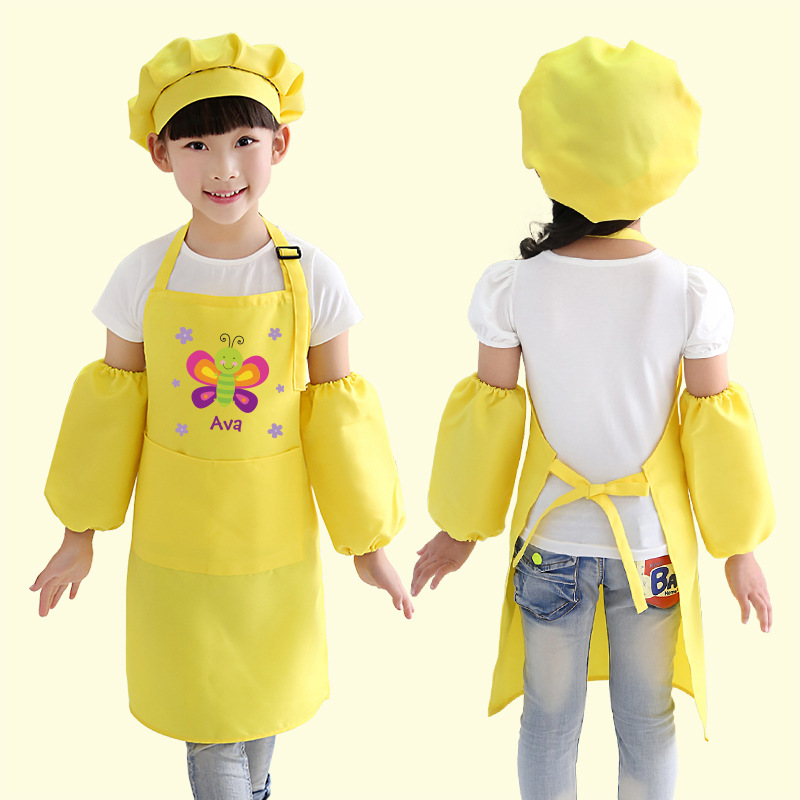 Lindo delantal antiincrustante para niños personalizado cocina casera jardín de infantes pintura de arte ropa pequeños medianos y grandes niños logotipo impreso