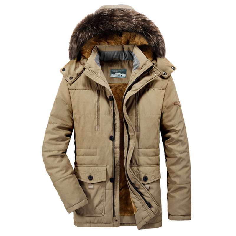 Men's Clothing men's cotton padded winter velvet thickened mid length cotton padded jacket men's coat plus size cotton clothing_viptrois.com