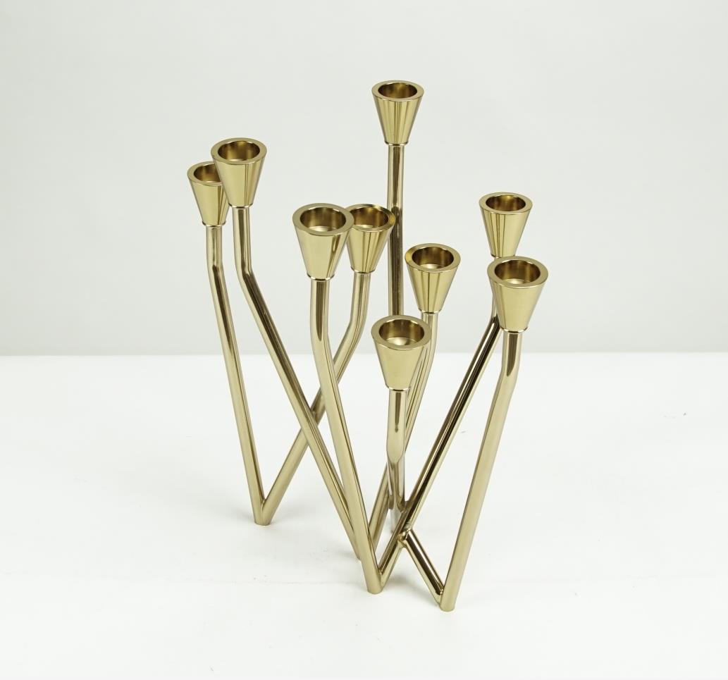 Nordic simple classical metal electroplated nine-hole candlestick…