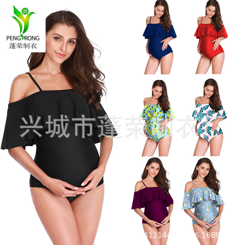 2020 new one-piece pregnant women solid color large size European and American sexy swimsuit manufacturers wholesale a generation of swimwear