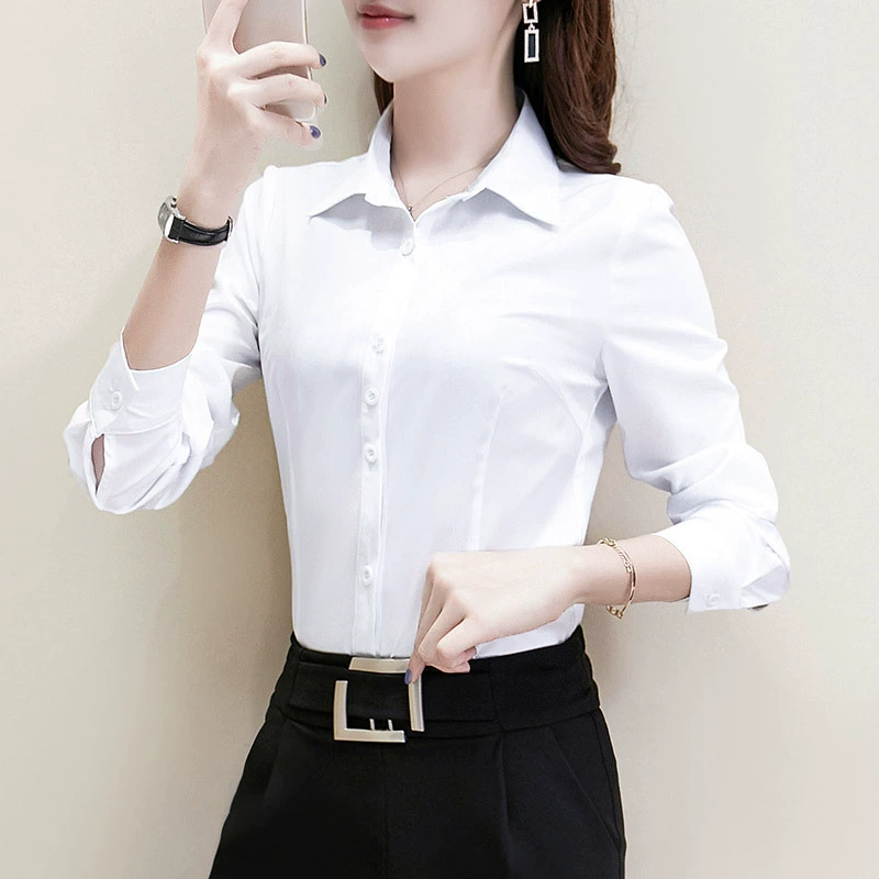 Рубашка 355 # Женское платье для полных девочек, белая рубашка большого размера 200 Jin, деловой костюм, Базовая рубашка