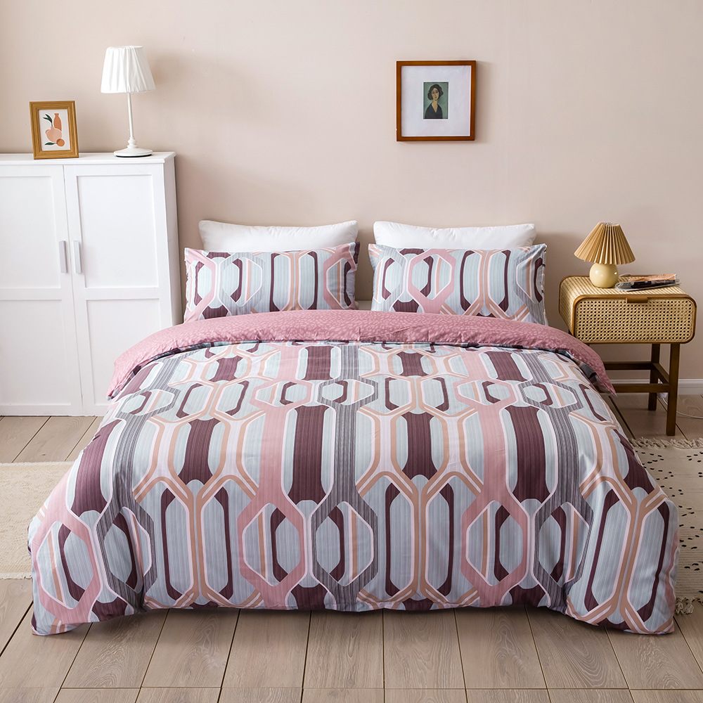 跨境速卖通亚马逊wish床上用品植物花卉几何图形外贸家纺三四件套