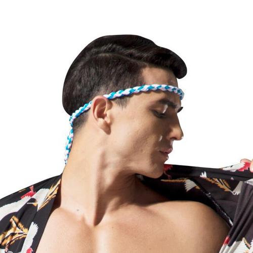 Men's Sumo Cotton Linen Headband with Japanese Style and Bear Big Head Wrap Adjustable Six Feet [Headband]