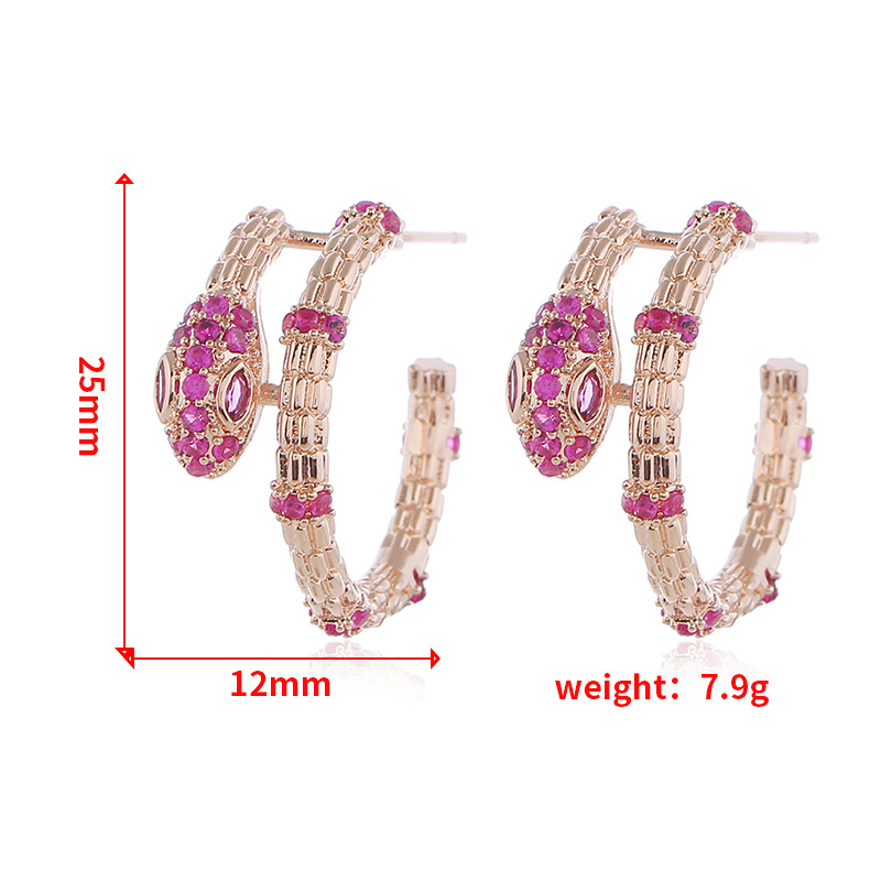 New Micro Inlaid Halo Flash Diamond Earrings S925 Silver Pin Fashion Retro Simple Snake Earrings display picture 2