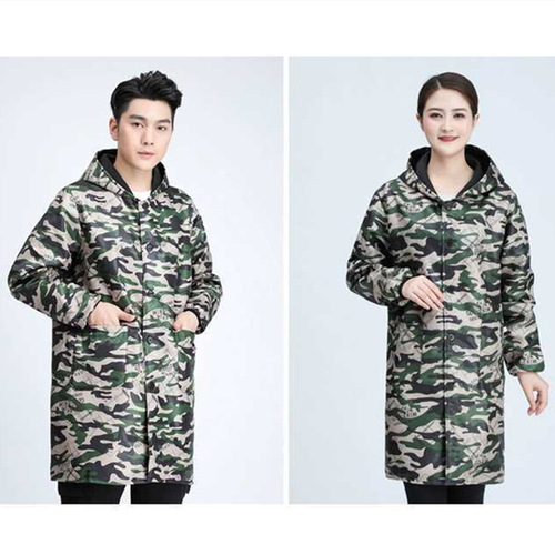 Overcoat adult velvet work clothes winter hooded dustproof camouflage work clothes kitchen blue coat camouflage clothes