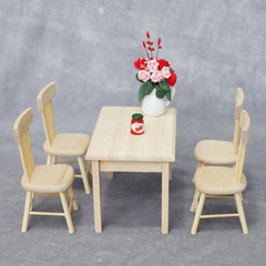 1:12 Dollhouse dollhouse mini furniture pocket model ornaments micro scene solid wood blank table and chair