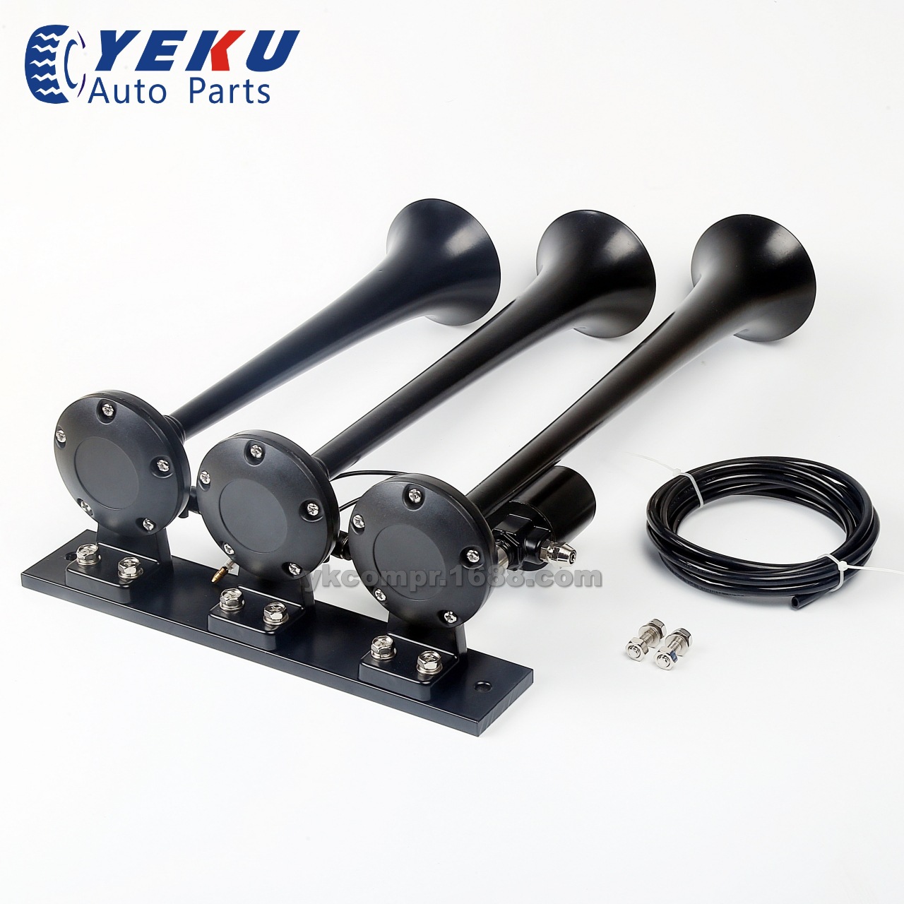 12V单直排3管黑色电控气喇叭货车卡车轿车改装超响