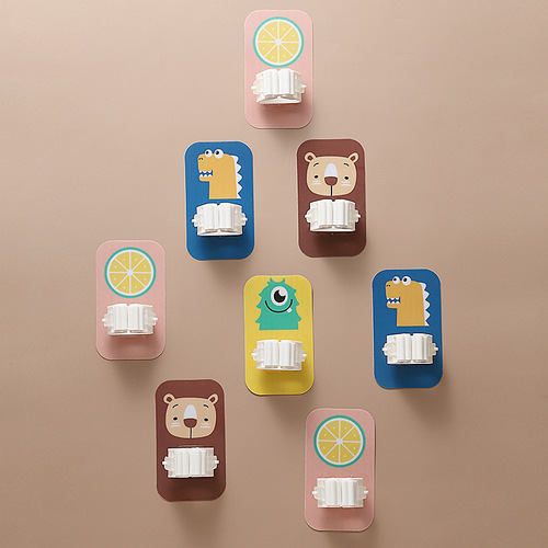 No punching mop hanger for home bathroom cartoon sticky hook wall no punching strong traceless mop clip