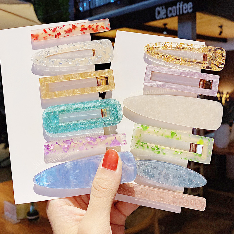 25g Weight Headwear Classification Festival Occasion Arylic Material Geometric Pattern Women'S Gender Korean Acrylic Hairpin 3 Piece Set Side Clip Bangs Clip Girl Clip  Wholesale 2