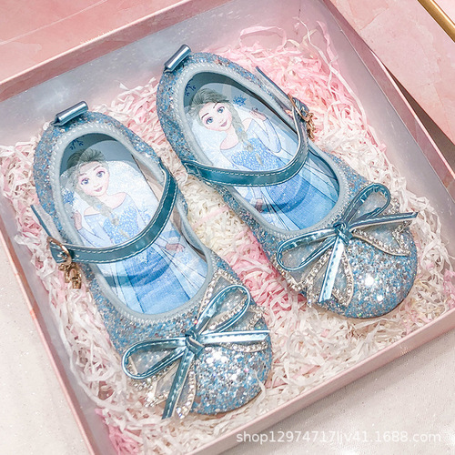 儿童宝宝单鞋2023韩版新款时尚软底女鞋一字带亮片平底鞋可代发