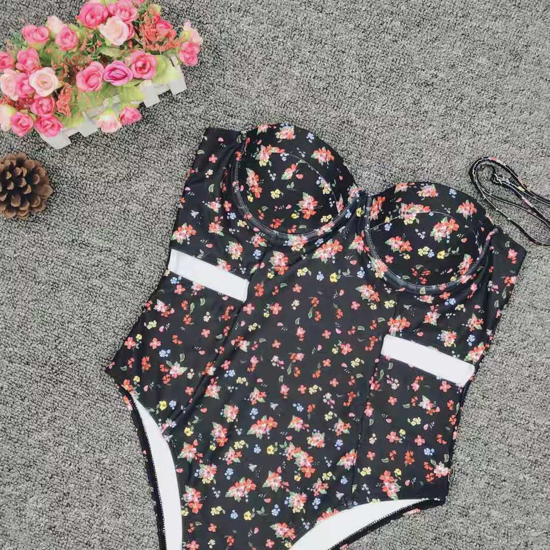 floral hollow one-piece bikini  NSZO45090