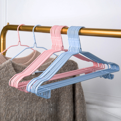 Plastic-impregnated non-slip clothes hanger metal clothes hanger support for adults and children clothes drying rack household traceless clothes hanger manufacturer wholesale