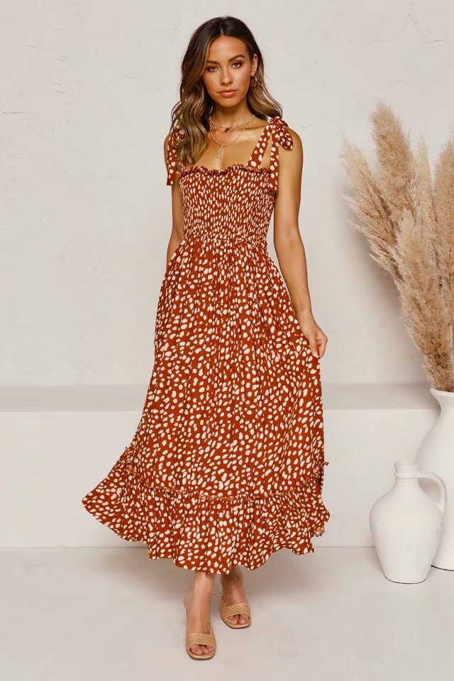 one-line neck floral drop rayon dress NSAM4236