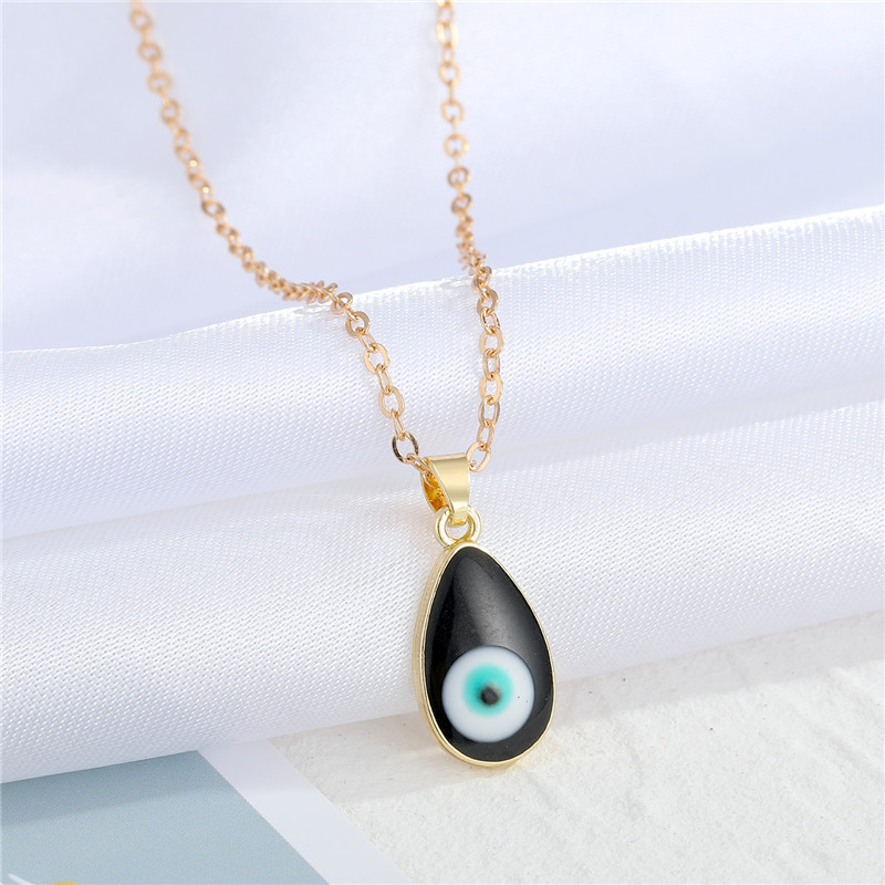 Bohemian Retro Trendy Dripping Water Drop Lucky Devils Eye Pendant Necklace Clavicle Chain Female CrossBorder Sold Jewelrypicture3