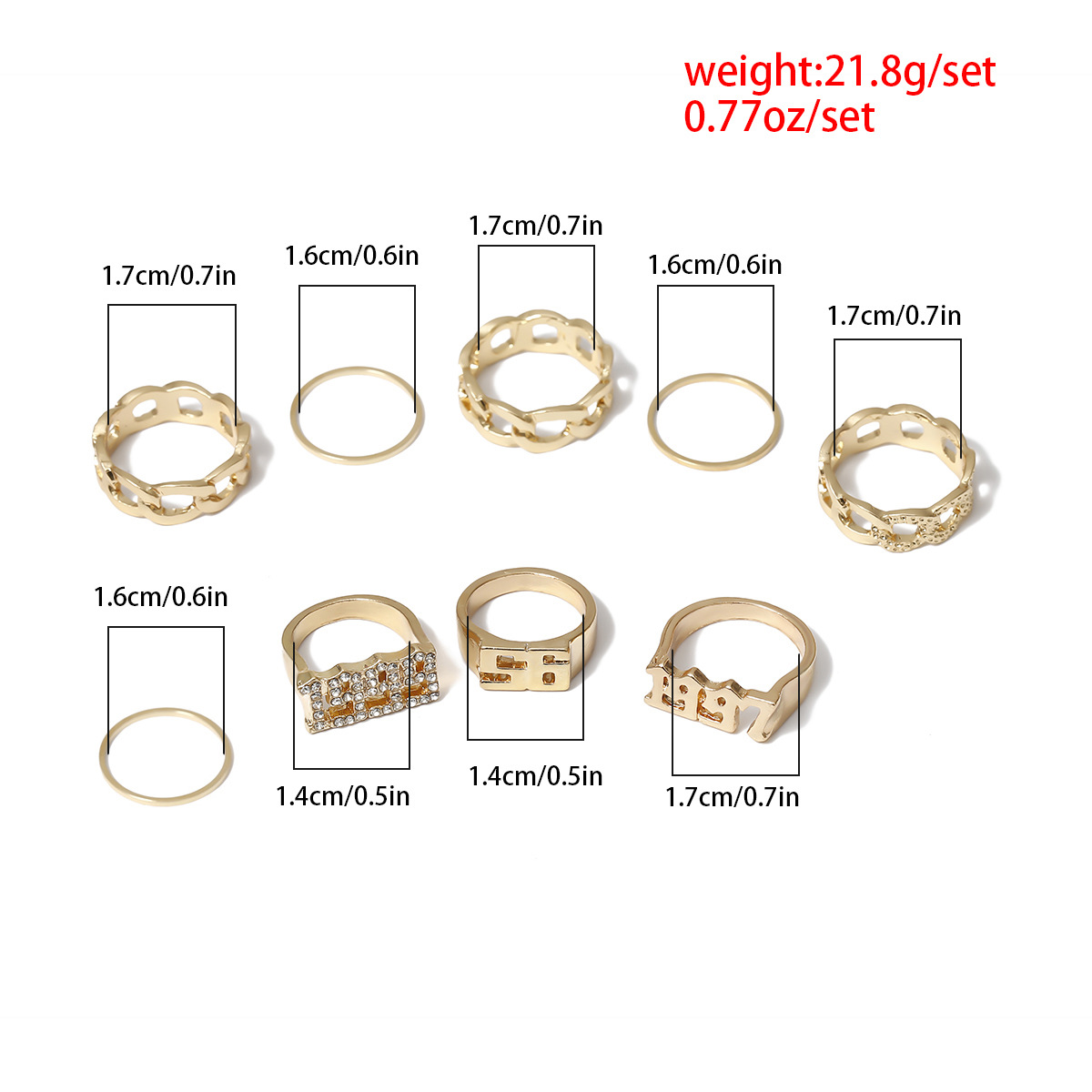 Fashion Exaggerated Diamond Digital Joint Ring Combination Set Ring display picture 1