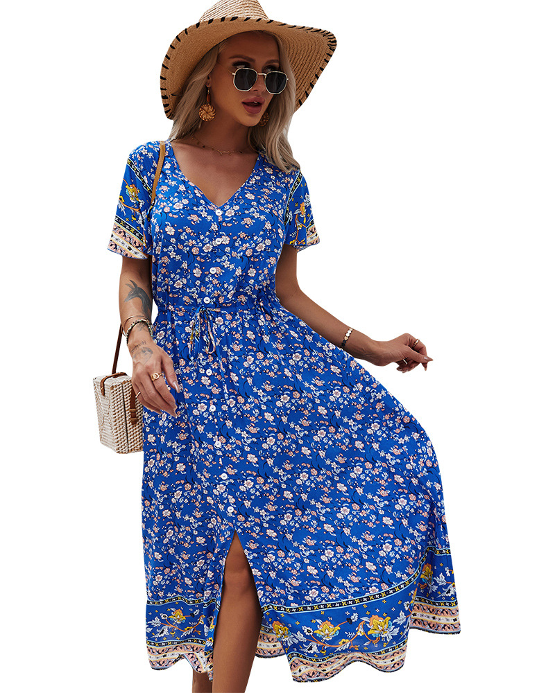 sexy V-neck big swing printed dress  NSDY28138