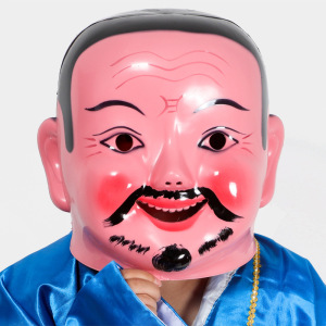 塑料大头娃娃头套面具小男孩小女孩秧歌舞龙舞狮演出衣服喜庆道具