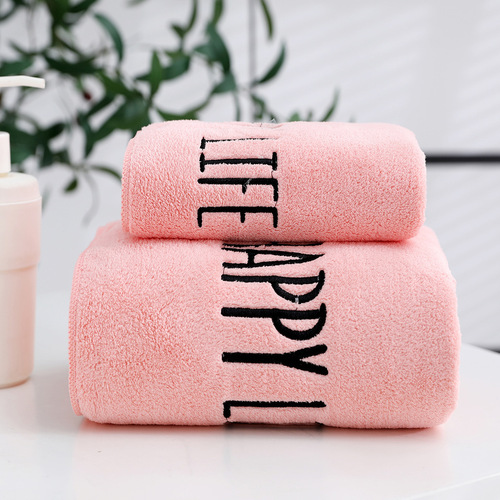 High density coral velvet bath towel wholesale embroidery colorfast fiber towel towel set