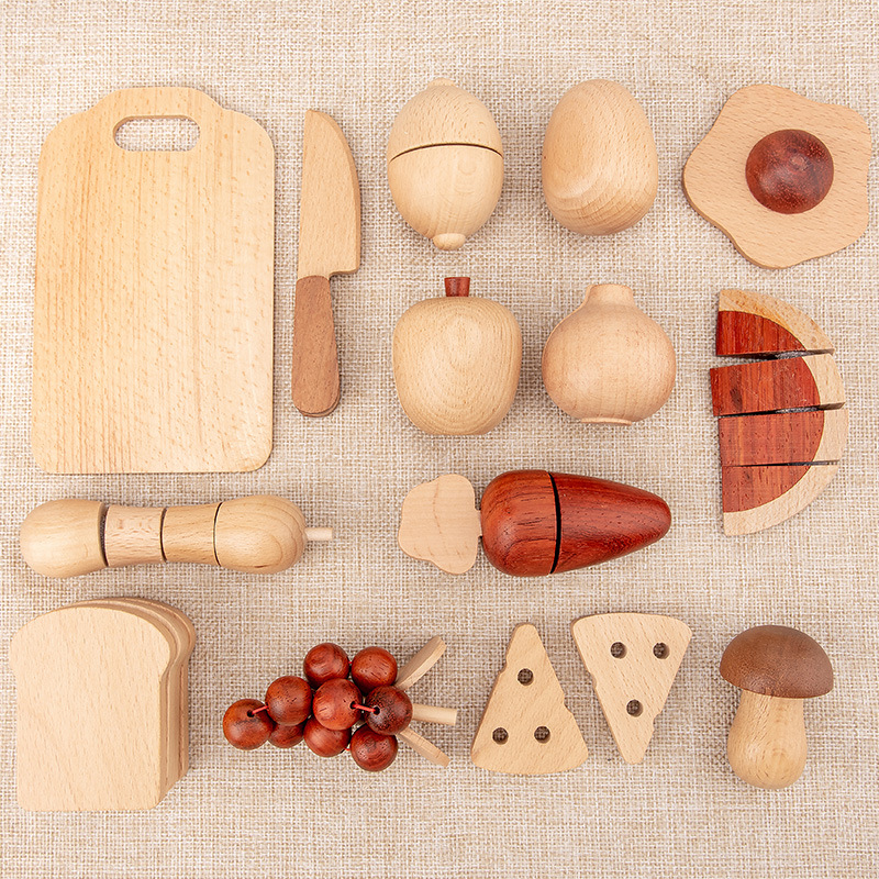 Madera cruda de los niños color fruta y verdura corte simulación juego casa corte utensilios de cocina vegetal y fruta juguetes cognitivos de madera image 5