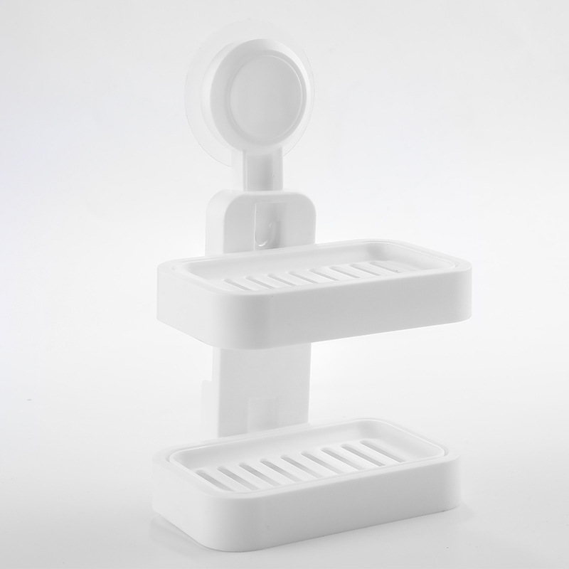 Caja de jabón de 2 capas sin fisuras baño montado en la pared inodoro sin perforar drenaje jabón rack caja de jabón de doble capa