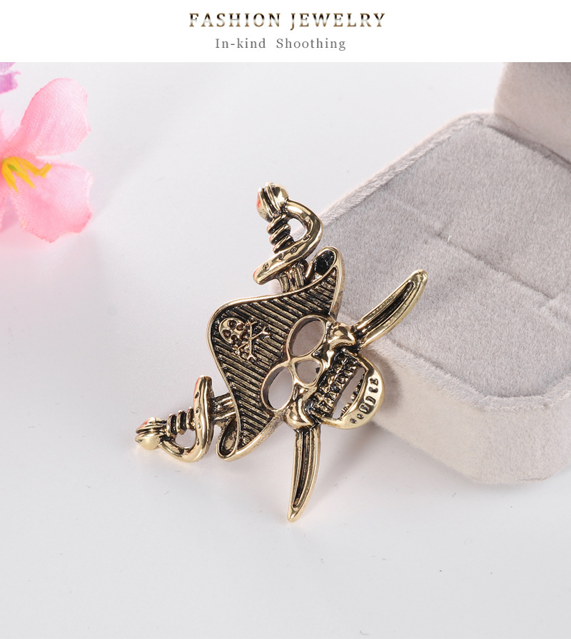 Retro Pirate Skull Brooch display picture 9