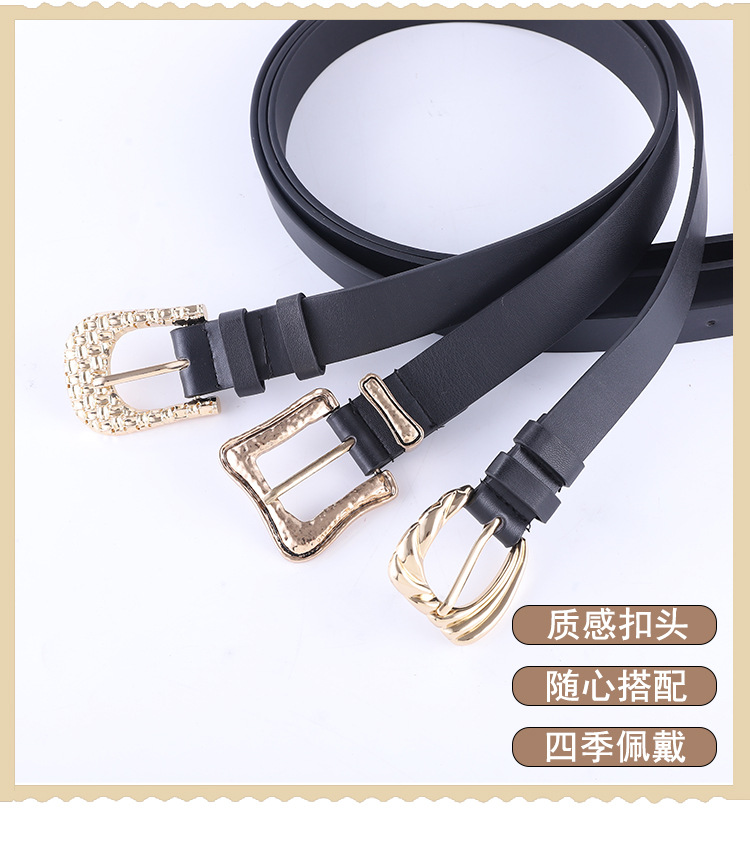 Combination With Black Gold Buckle Belt Ladies Fashion Pattern Pin Buckle Decorative Belt Women Wholesale Nihaojewelry display picture 17