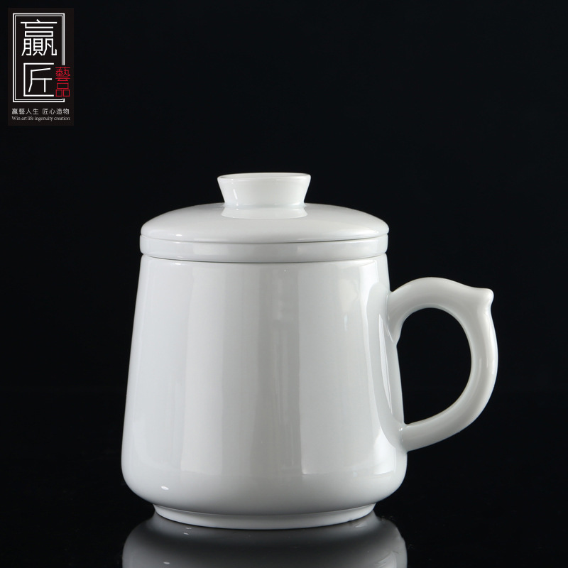 Winjiang esmalte Taza de cerámica té separación personal Oficina taza de té con tapa logo letras
