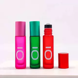 厂家定制彩色滚珠瓶玻璃珠精油瓶化妆品分装瓶磨砂空瓶可定制LOGO