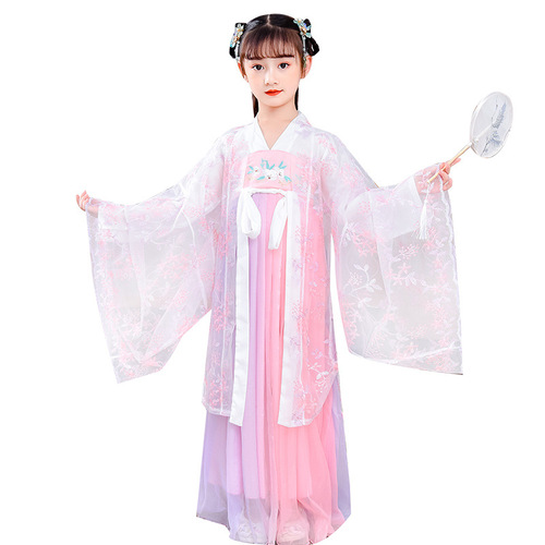Girl's Chinese Hanfu fairy dress Zi breast length Ru skirt Guochao fairy ancient cherry fairy dress children's dress ancient