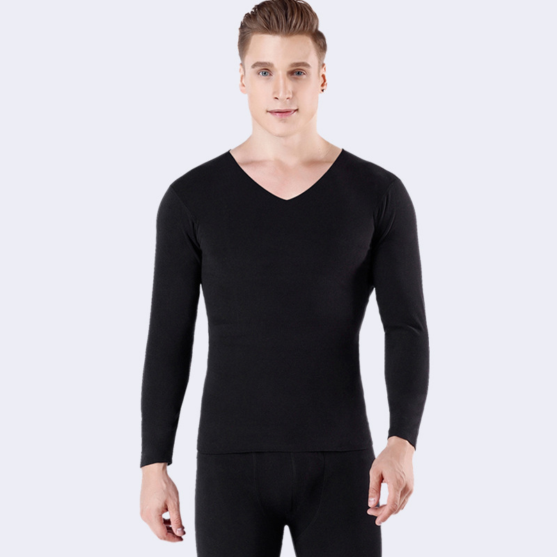 new pattern man keep warm Underwear suit No trace Self heating Fleece V-neck Autumn coat Long johns suit