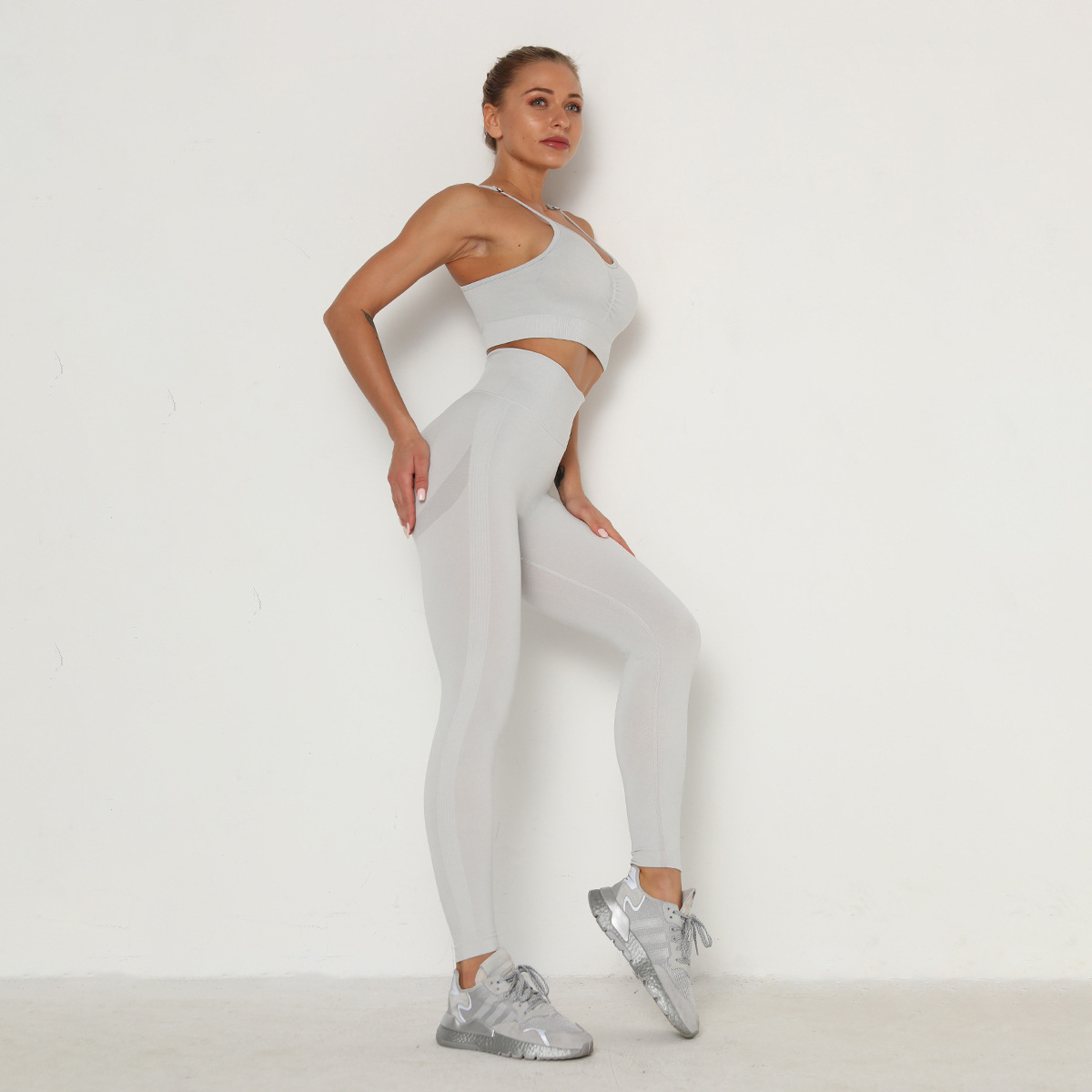 pantalones de yoga de punto sin costuras que absorben la humedad NSLX8993