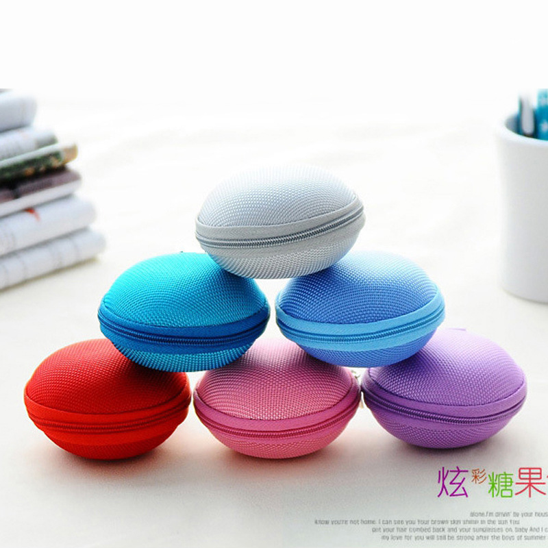 圆形耳机包eva拉链包数据线收纳盒抗压蓝牙耳机包 耳机收纳包现货