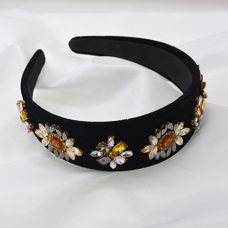 Nueva Diadema De Borde Ancho Con Diamantes Retro display picture 5