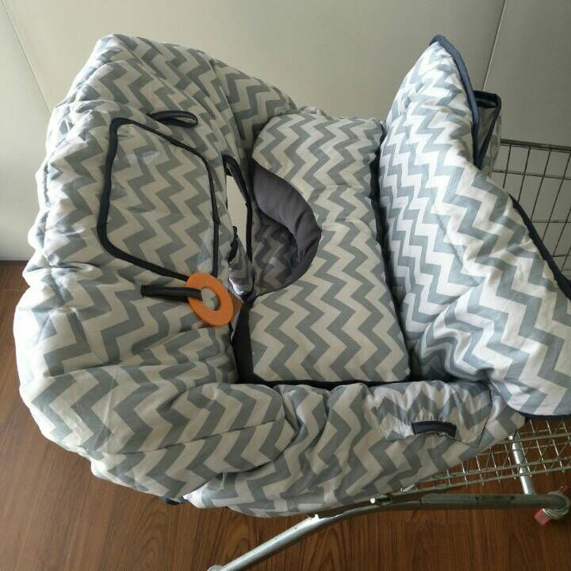 Manufactor children supermarket pure cotton stripe Shopping Car mats Infants Chair pads High Chair Protective cover Can be customized